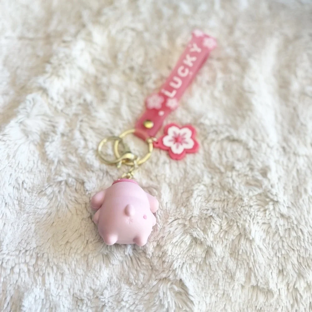 Sanrio Pompompurin Pink With Flowers Keychain Bag Charm Wristlet